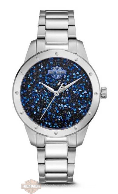 76L188 Harley-Davidson Orologio Bulova Da Donna Blue Crystal Rock