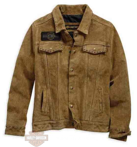 98040-19VW Giubbino Harley da donna in pelle scamosciata con patch