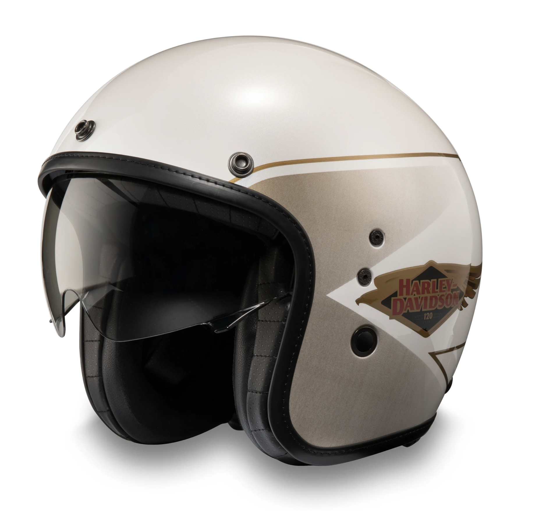 Casco 3/4 con visiera 120°Anniversario bianco 97229-23EX - Harley Davidson  Bari