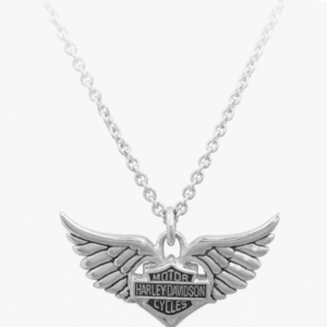 Collana argento, ali, logo Harley Davidson.