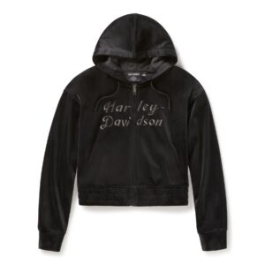 FELPA CON CAPPUCCIO IN VELLUTO - HARLEY BLACK 96819-25VW