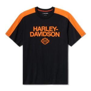 T-SHIRT Uomo H-D® TECH Coolmax® Tee - Colorblock - Harley Black & Harley Orange art. 96720-25VM