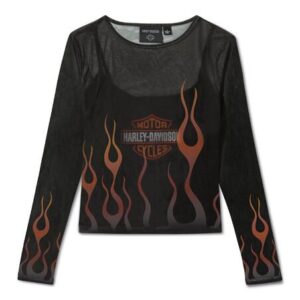 Top in Rete Harley-Davidson® Women's Flames For Days Mesh Top - Harley Black art. 96763-25VW
