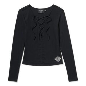 Maglia Harley-Davidson® Women's Lace Up Long Sleeve Top - Harley Black art. 96839-25VW
