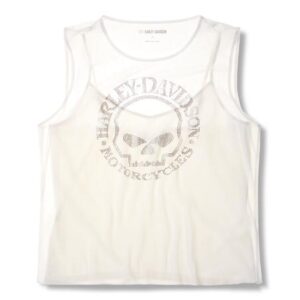 Top in rete Willie G Skull Bling da donna - Cloud Dancer art. 96338-26VW