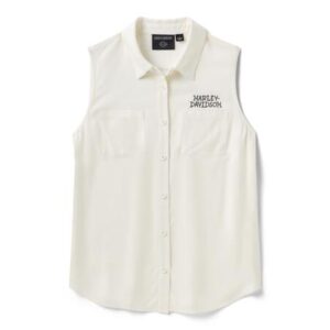 Maglia senza maniche in tessuto Willie G Skull Bling da donna - Cloud Dancer art. 96352-26VW