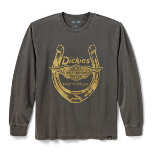 Maglietta a maniche lunghe Winged Horseshoe Dickies x H-D da uomo - Washed Black art. 96089-26VM