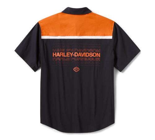 Camicia da uomo H-D TECH COOLMAX a blocchi di colore - Colorblocked - Harley Black & Harley Orange Heather art. 96199-26VM - immagine 2