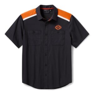 Camicia da uomo H-D TECH COOLMAX a blocchi di colore - Colorblocked - Harley Black & Harley Orange Heather art. 96199-26VM