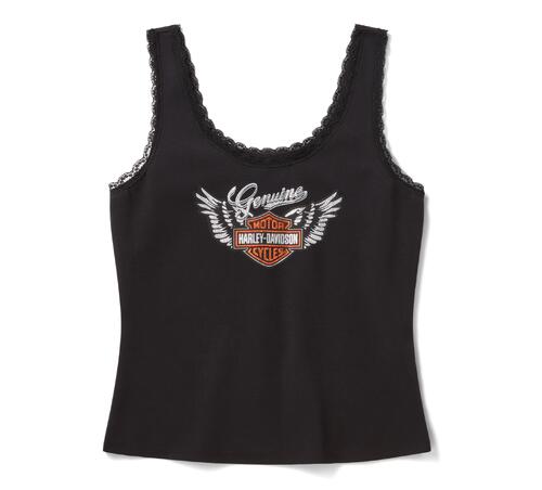 Canotta donna Winged Bling in pizzo - Harley Black art. 96250-26VW